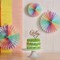 Paper Fan, Pastel Flowers, Decor for Wall, Rainbow Decorations Hanging, Macarons Paper Fans Backdrop for Spring